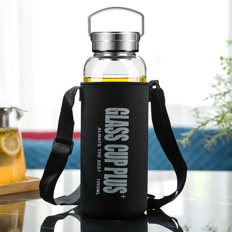 2L Glass Water Bottle with Str - Outdoor Sport Glass Water Bottle review and price